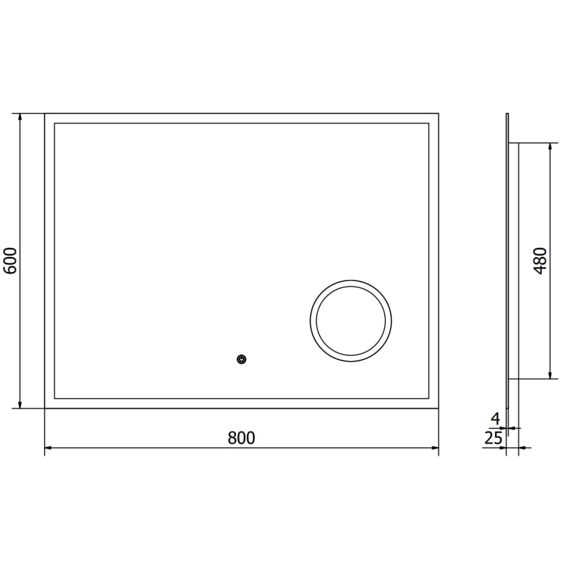 Mexen Kala miroir de salle de bain rétroéclairé avec un miroir cosmétique 80 x 60 cm, LED 6000K, antibuée