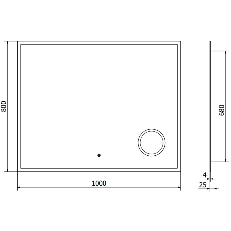 Mexen Kala miroir de salle de bain éclairé avec miroir cosmétique 100 x 80 cm, LED 6000K, anti-buée - 9820-100-080-611-00
