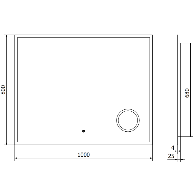 Mexen Kala miroir de salle de bain rétroéclairé avec miroir cosmétique 100 x 80 cm, LED 6000K, anti-buée - 9820-100-080-611-00