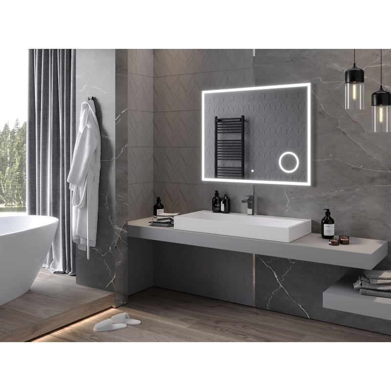 Mexen Kala miroir de salle de bain rétroéclairé avec miroir cosmétique 100 x 80 cm, LED 6000K, anti-buée - 9820-100-080-611-00