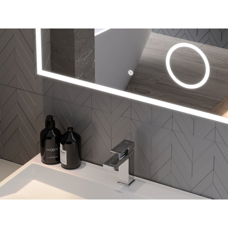 Mexen Kala miroir de salle de bain rétroéclairé avec miroir cosmétique 100 x 80 cm, LED 6000K, anti-buée - 9820-100-080-611-00