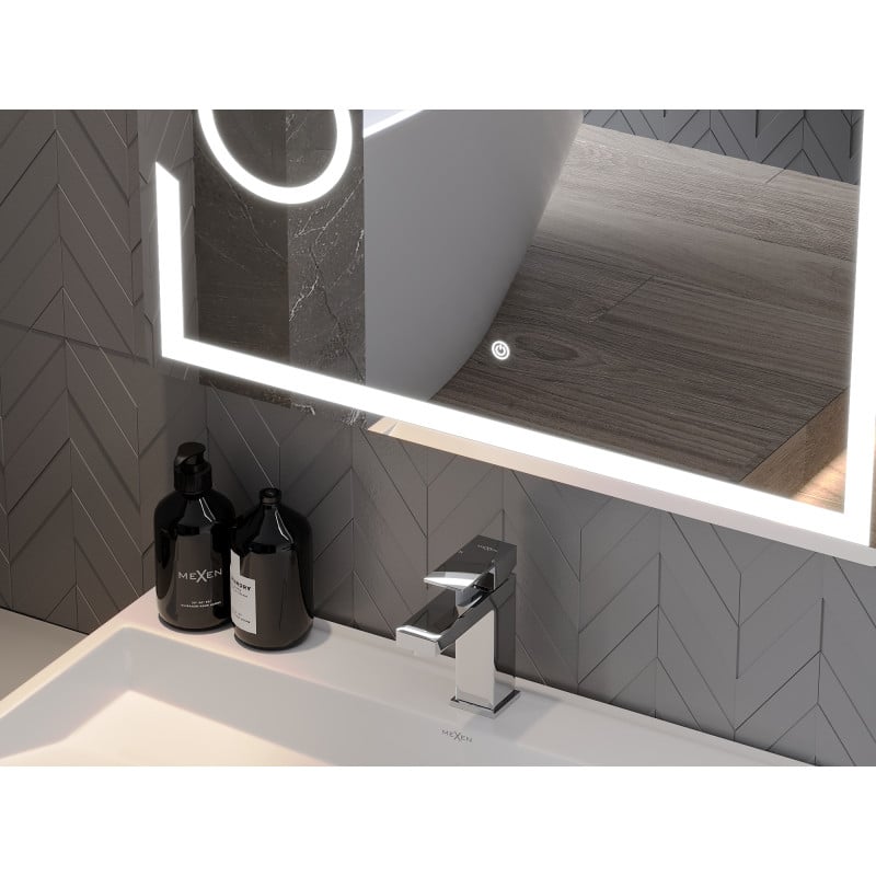 Mexen Onyx miroir de salle de bain rétroéclairé avec miroir cosmétique 80 x 60 cm, LED 6000K, antibuée - 9813-080-060-611-00