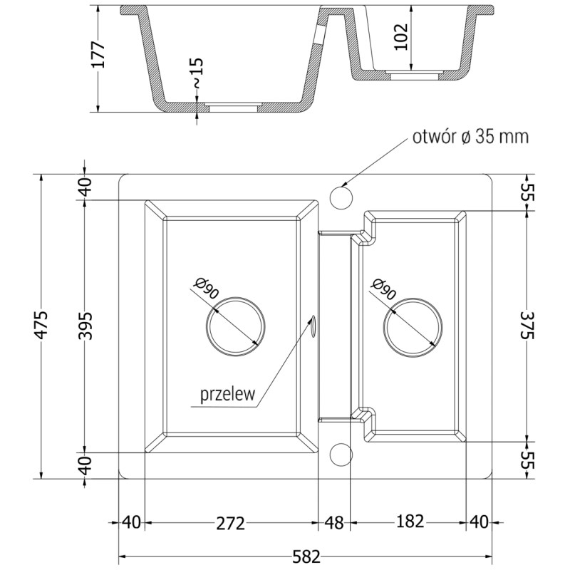 Mexen Carlos évier en granit 1,5-bac avec robinet de cuisine Duo, blanc - 6518-20-671701-07-B
