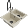 Mexen Carlos évier granit 1,5 bac avec robinet Duo, beige - 6518-69-671701-07-B