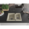Mexen Carlos évier en granit 1,5 bassins avec robinet de cuisine Duo, beige - 6518-69-671701-70-B