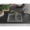 Mexen Carlos évier en granit 1,5 cuve avec robinet de cuisine Duo, gris - 6518-71-671701-57-B