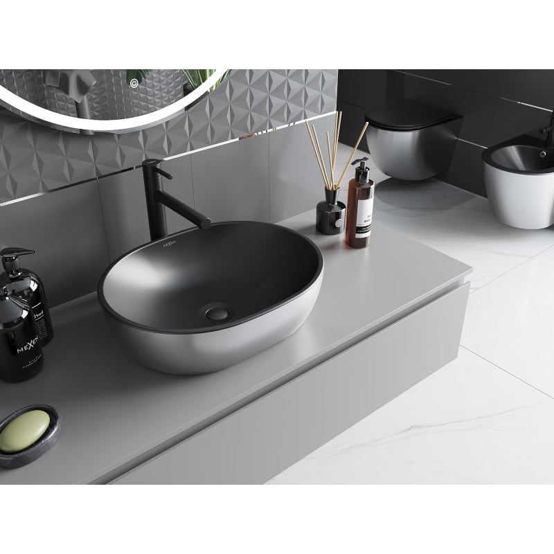 Mexen Viki lavabo vasque 48 x 35 cm, noir mat/argent - 21054874