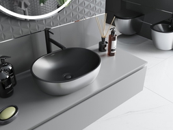 Mexen Viki lavabo à poser 48 x 35 cm, noir mat/argenté - 21054874