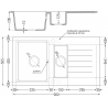 Mexen Matias évier en granit 1,5 cuves avec égouttoir 900 x 505 mm, blanc, siphon chromé - 6502901505-20
