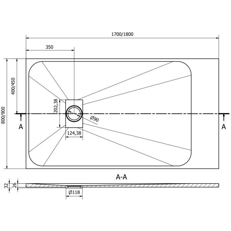 Mexen Hugo receveur rectangulaire SMC 180 x 90 cm, blanc - 42109018