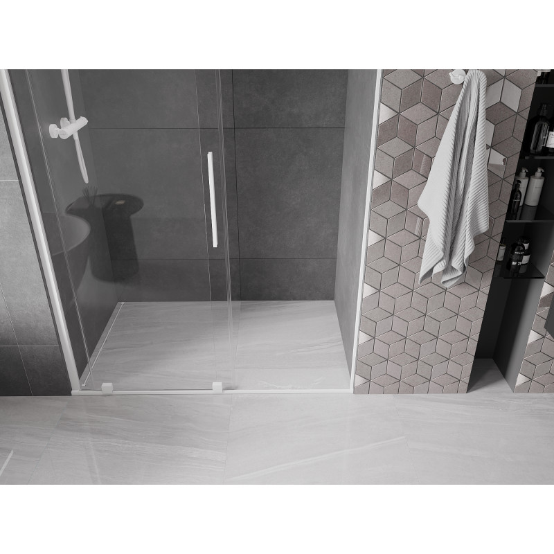 Mexen Velar porte de douche coulissante 130 cm, transparent, blanc - 871-130-000-01-20