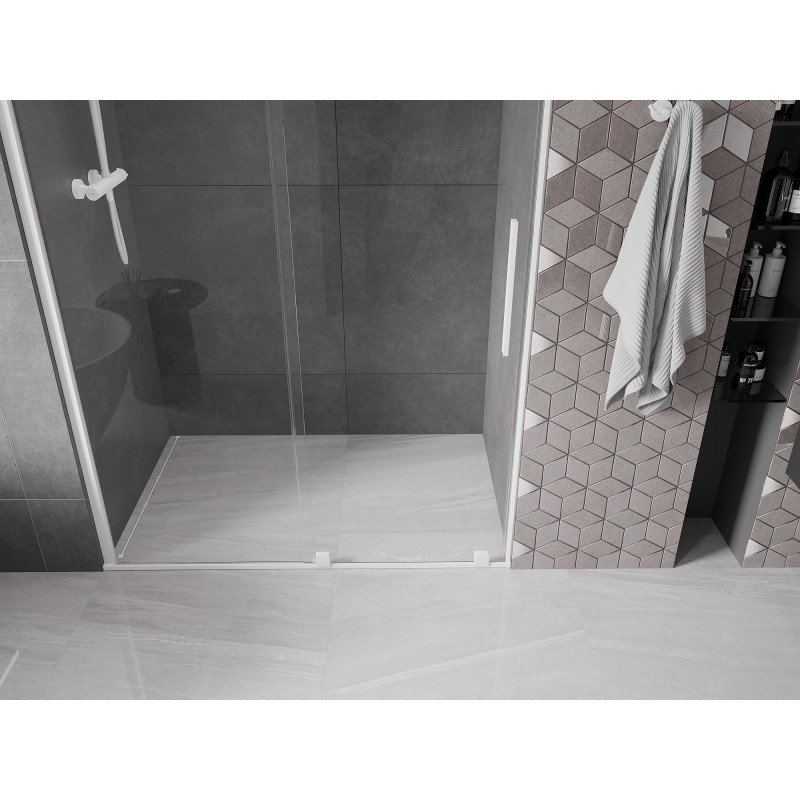 Mexen Velar porte de douche coulissante 140 cm, transparente, blanche - 871-140-000-01-20