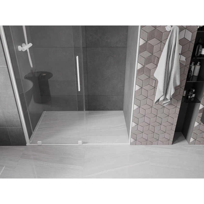 Mexen Velar porte de douche coulissante 140 cm, transparente, blanche - 871-140-000-01-20