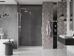 Mexen Velar porte de douche coulissante 140 cm, transparente, blanche - 871-140-000-01-20