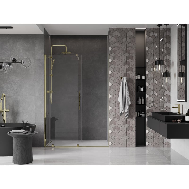 Mexen Velar porte de douche coulissante 130 cm, transparentes, dorées - 871-130-000-01-50