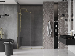 Mexen Velar porte de douche coulissante 140 cm, transparent, or - 871-140-000-01-50
