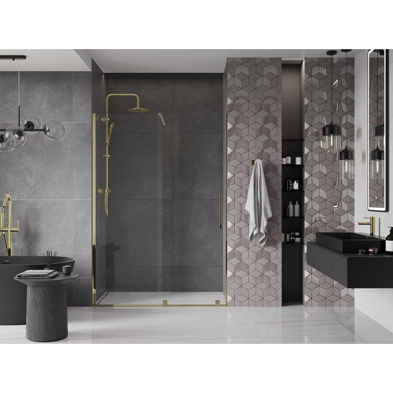 Mexen Velar porte de douche coulissante 150 cm, transparent, dorée - 871-150-000-01-50