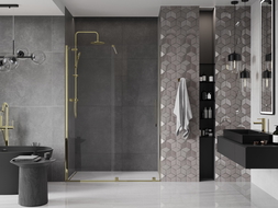 Mexen Velar porte de douche coulissante 150 cm, transparent, doré - 871-150-000-01-50