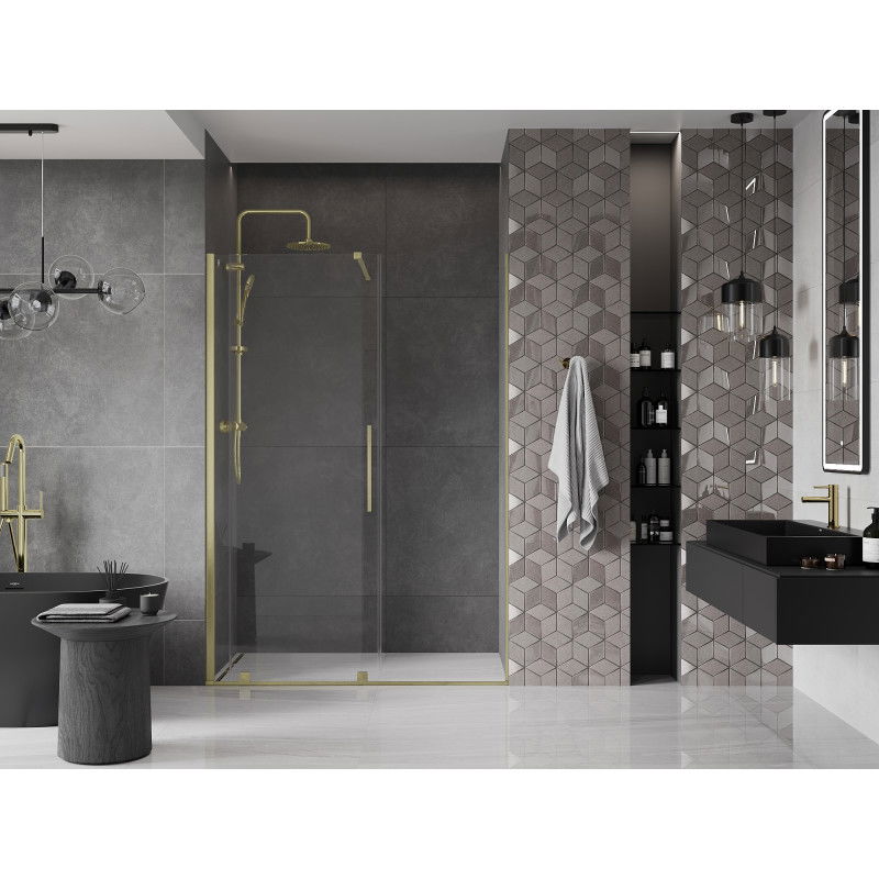 Mexen Velar porte de douche coulissante 130 cm, transparent, doré brossé - 871-130-000-01-55