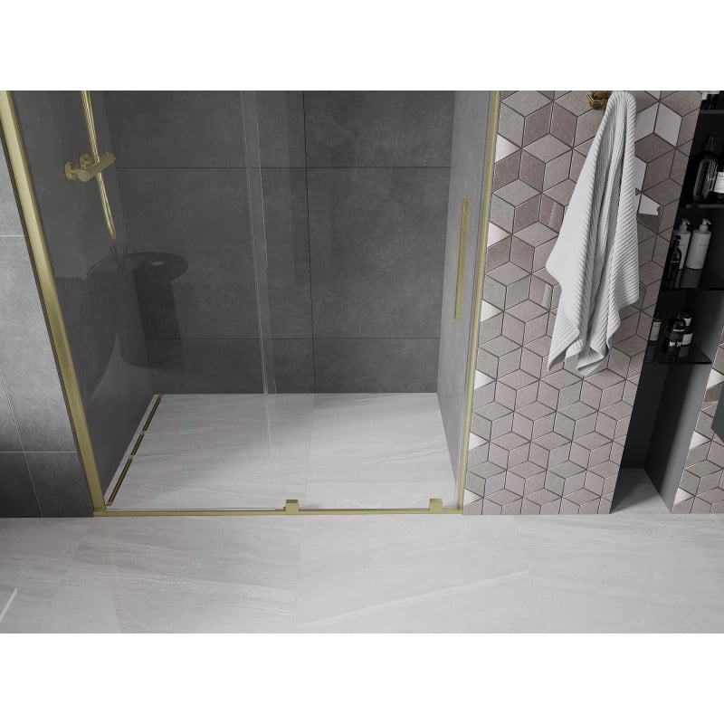 Mexen Velar porte de douche coulissante 140 cm, transparent, or brossé - 871-140-000-01-55