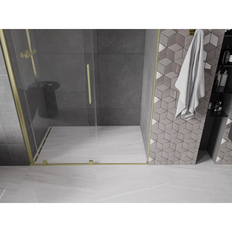 Mexen Velar porte de douche coulissante 140 cm, transparent, or brossé - 871-140-000-01-55