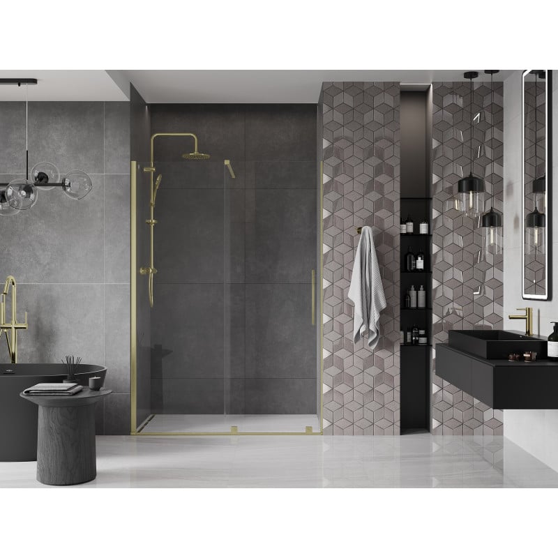 Mexen Velar porte de douche coulissante 140 cm, transparent, or brossé - 871-140-000-01-55