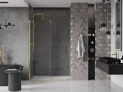 Mexen Velar portes de douche coulissantes 140 cm, transparentes, dorées brossées - 871-140-000-01-55