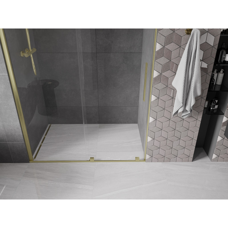 Mexen Velar porte de douche coulissante 150 cm, transparent, doré brossé - 871-150-000-01-55