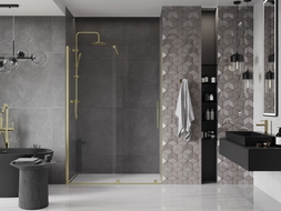 Mexen Velar portes de douche coulissantes 150 cm, transparentes, or brossé - 871-150-000-01-55