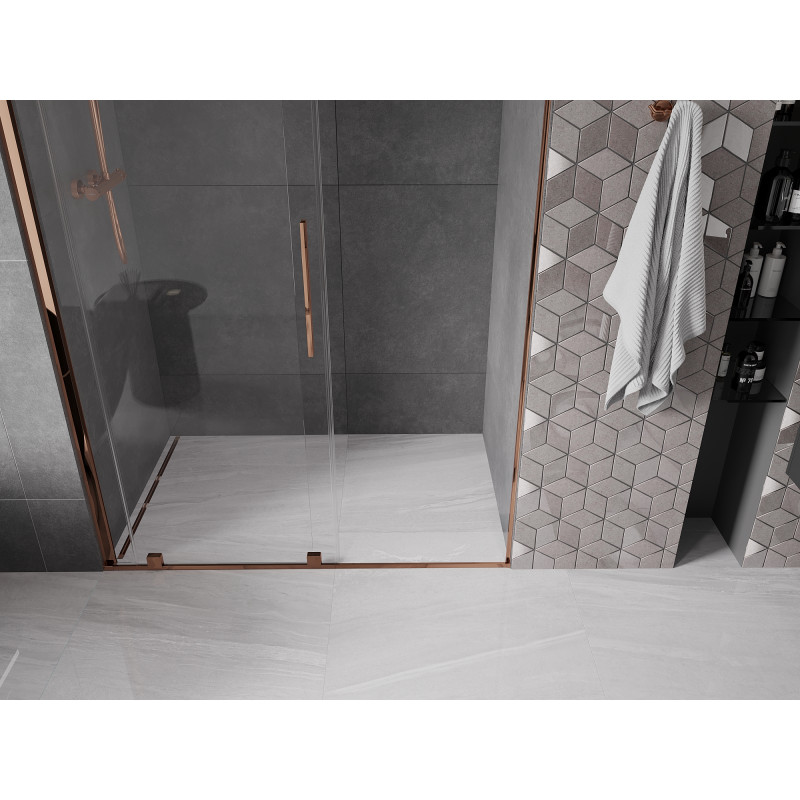 Mexen Velar porte de douche coulissante 130 cm, transparent, or rose - 871-130-000-01-60