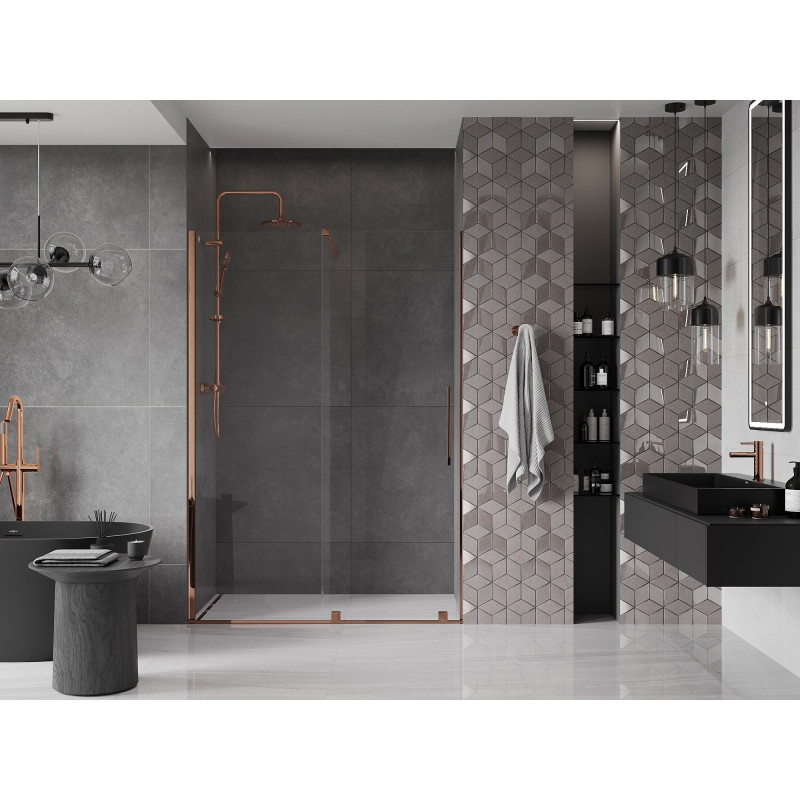 Mexen Velar portes de douche coulissantes 130 cm, transparentes, or rose - 871-130-000-01-60