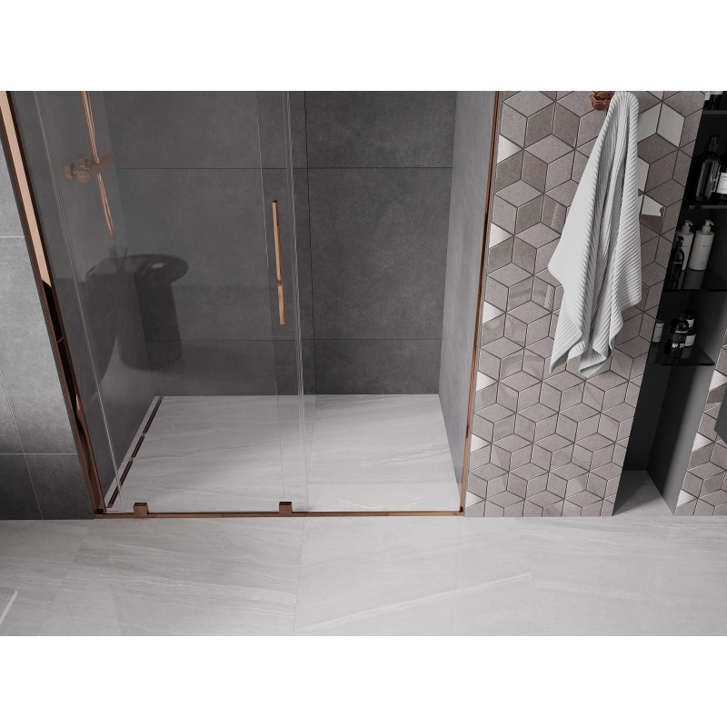 Mexen Velar porte de douche coulissante 140 cm, transparent, or rose - 871-140-000-01-60