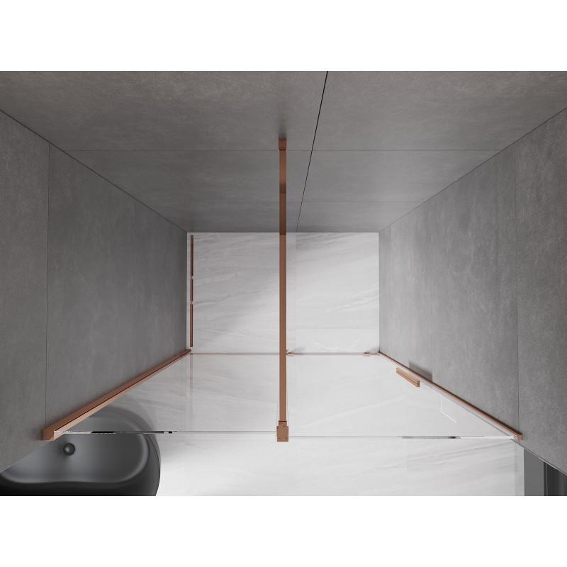 Mexen Velar portes de douche coulissantes 140 cm, transparent, or rose - 871-140-000-01-60