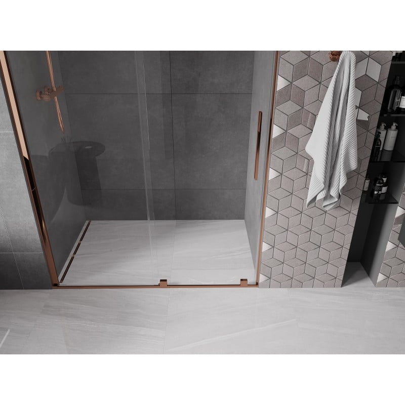 Mexen Velar porte de douche coulissante 150 cm, transparent, or rose - 871-150-000-01-60