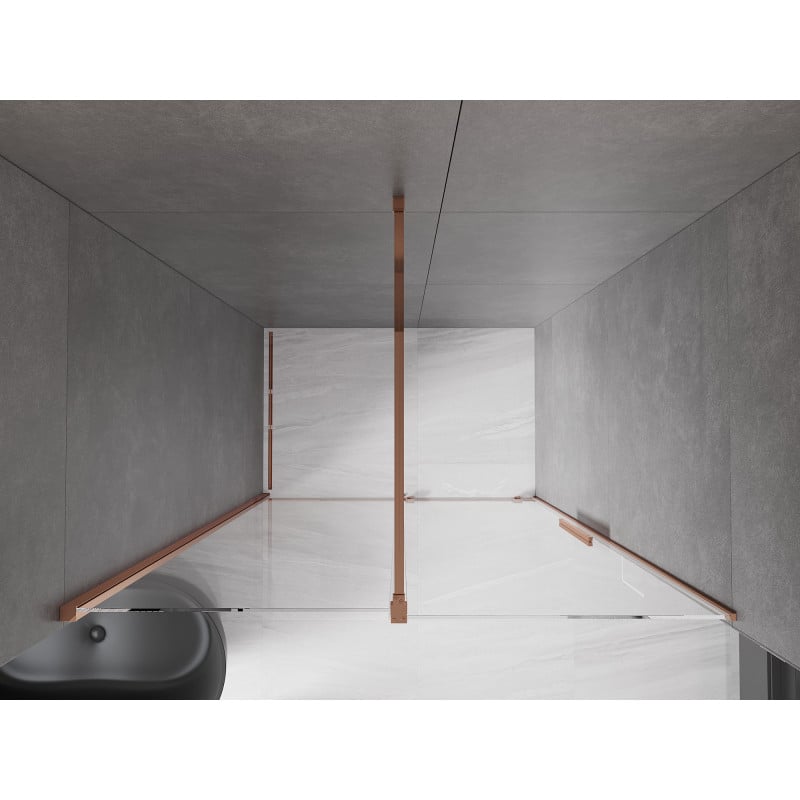 Mexen Velar porte de douche coulissante 150 cm, transparent, or rose - 871-150-000-01-60