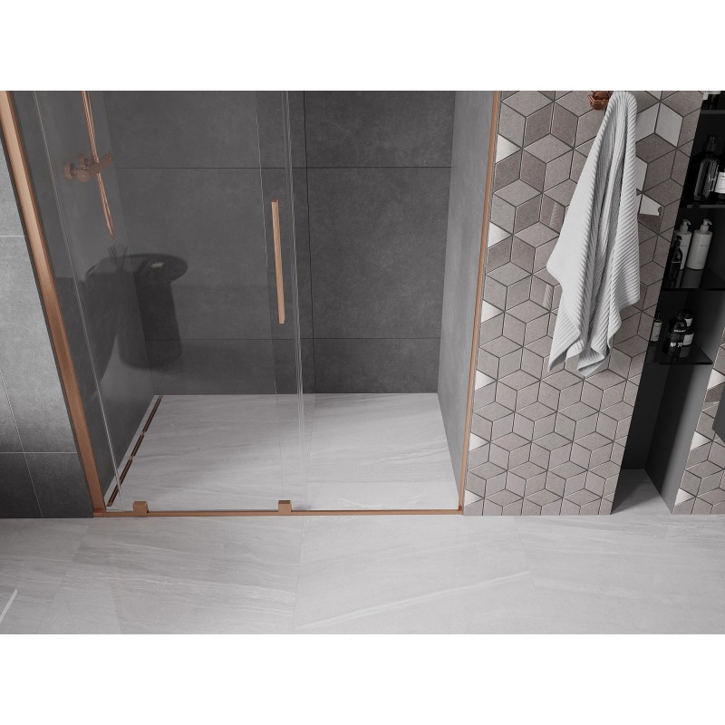 Mexen Velar portes de douche coulissantes 160 cm, transparentes, cuivre brossé - 871-160-000-01-65