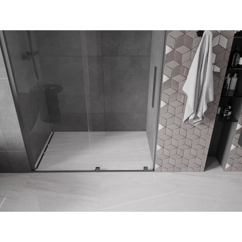 Mexen Velar porte de douche coulissante 140 cm, transparente, gris canon brossé - 871-140-000-01-66