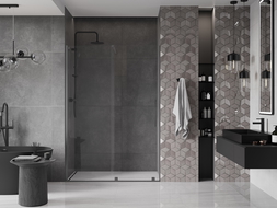 Mexen Velar porte de douche coulissante 140 cm, transparent, gris canon brossé - 871-140-000-01-66