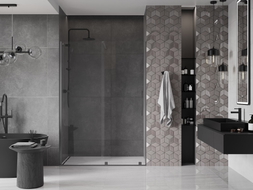 Mexen Velar porte de douche coulissante 150 cm, transparent, gris arme brossé - 871-150-000-01-66