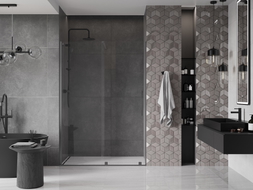 Mexen Velar portes de douche coulissantes 150 cm, transparentes, gris canon brossé - 871-150-000-01-66