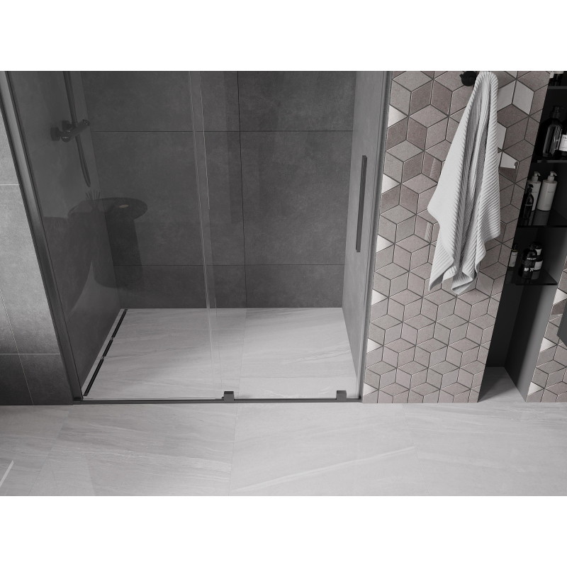 Mexen Velar portes de douche coulissantes 160 cm, transparentes, gris fusil brossé - 871-160-000-01-66