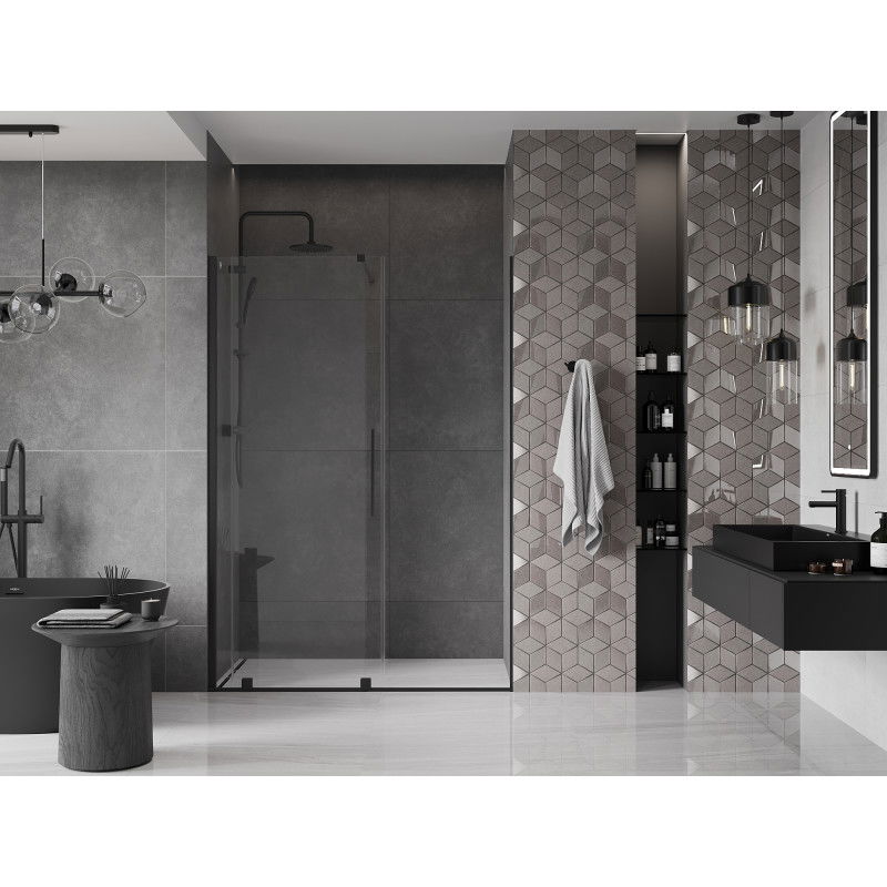 Mexen Velar portes de douche coulissantes 130 cm, transparentes, noires - 871-130-000-01-70