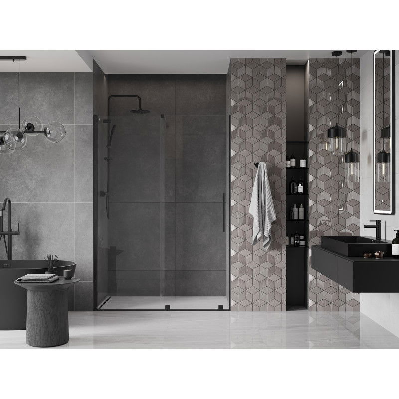 Mexen Velar portes de douche coulissantes 130 cm, transparentes, noires - 871-130-000-01-70