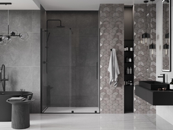 Mexen Velar portes de douche coulissantes 130 cm, transparentes, noires - 871-130-000-01-70