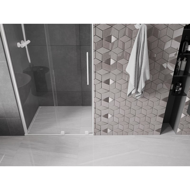 Mexen Velar portes de douche coulissantes 100 cm, transparentes, blanches - 871-100-000-01-20