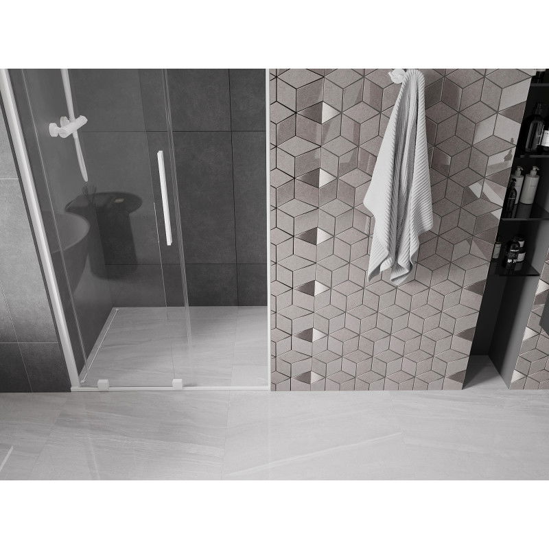 Mexen Velar portes de douche coulissantes 120 cm, transparentes, blanches - 871-120-000-01-20