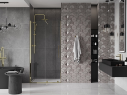 Mexen Velar porte de douche coulissante 90 cm, transparent, doré - 871-090-000-01-50