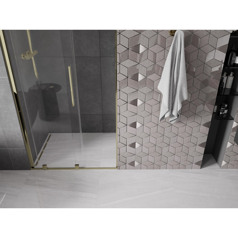 Mexen Velar portes de douche coulissantes 110 cm, transparentes, dorées - 871-110-000-01-50