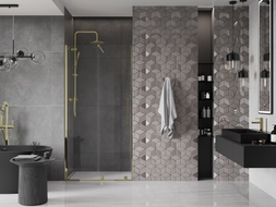 Mexen Velar porte de douche coulissante 110 cm, transparent, dorée - 871-110-000-01-50