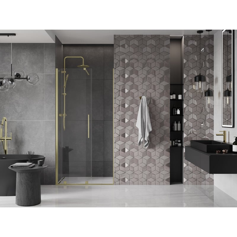 Mexen Velar porte de douche coulissante 90 cm, transparentes, doré brossé - 871-090-000-01-55